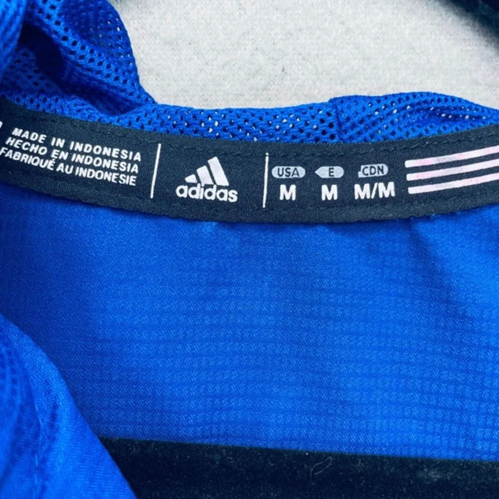GVSU Adidas G7 Soccer Jacket Blue Hooded Lightweight‎ Full Zip Men's Medium